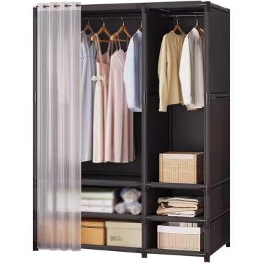 Imagem de Armário de guarda-roupa pequeno, armação de ferro, armário com gavetas, armário autônomo, economia de espaço para armário de casaco, branco, d