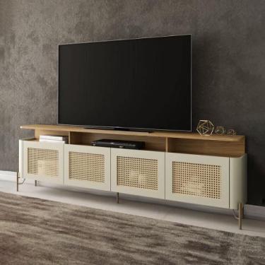 Imagem de Rack para TV 1,80cm c/ Porta Sextavada 100% MDF Pés em Metal - Casa La