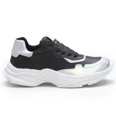 Imagem de Tênis Chunky Feminino Sneaker Plataforma Form's, 36, Preto