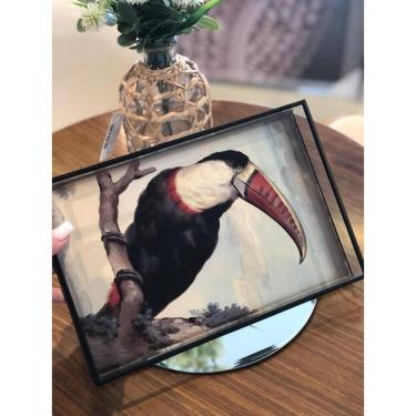 Imagem de Bandeja de vidro e metal tucano 30x20x4cm