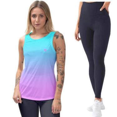Imagem de Kit Camisa Regata Feminina Legging Calça Academia Corrida Yoga Pilates