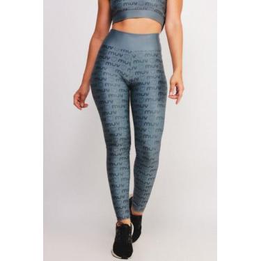Imagem de Legging Feminina Logomania - MUV FIT, GG, Cinza escuro