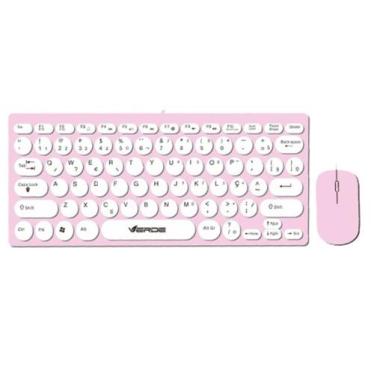 Imagem de Teclado e Mouse sem fio Wireless Silencioso Ergonomico - Rosa - Verde