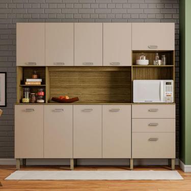 Imagem de Cozinha Compacta Intense 10 Portas 2 Gavetas Freijó/Vanilla - Kits Par
