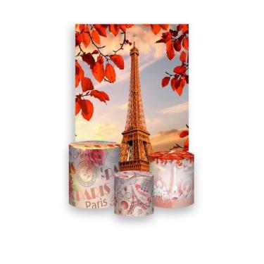 Imagem de Painel De Festa Vertical 1,50 x 2,20 + Trio De Capas Cilindro - Paris 