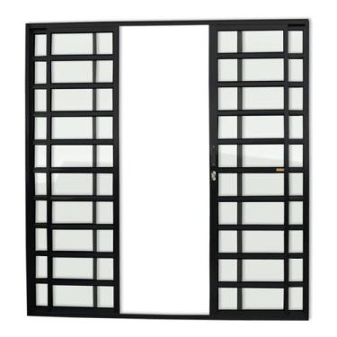 Imagem de Porta de Correr com Travessas 4 Folhas Super Vidro Liso 210cm X 200cm 