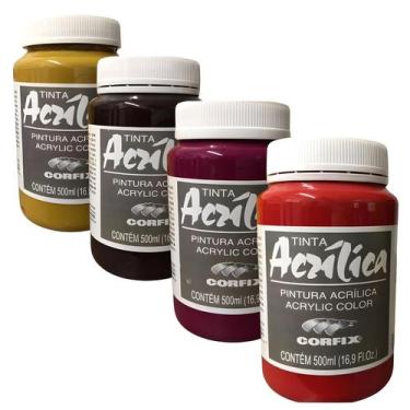Imagem de  4 Tintas Acrílicas Corfix para Tela G2 500ml - Escolha a Cor 