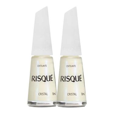 Imagem de Kit 2 Esmalte Risqué Branco Cintilante Cristal 8ml