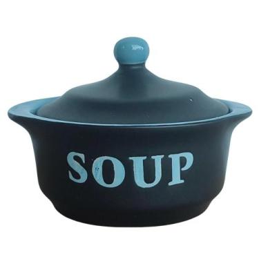 Imagem de Sopeira Com Tampa Cerâmica Alta Temperatura 300ml Soup - UD BRASIL, Az