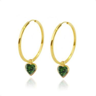 Imagem de Brincos Argola De Ouro 18k Com Zircônia 5mm - Sofistgold Joias, Verde 