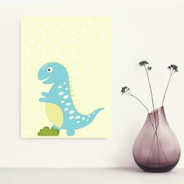 Imagem de Placa Decorativa MDF Infantil Dinossauro Baby Turquesa 30x40 - Quartin