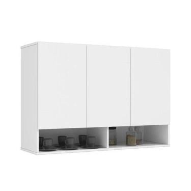 Imagem de Armário Aéreo MI 3 Portas Com Nichos Para Objetos e Decoração Sem Puxa