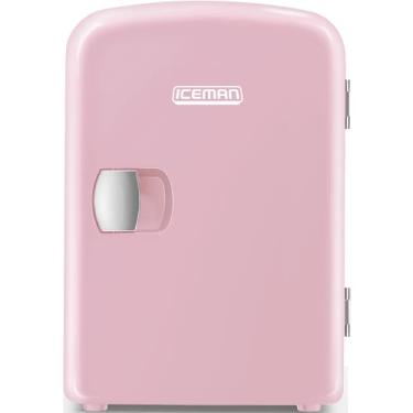 Imagem de Chefman Mini refrigerador pessoal cor-de-rosa portátil refrigera ou aquece e fornece armazenamento compacto para cuidados com a pele, lanches ou 6 latas de 350 ml com capacidade leve de 4 litros para levar em movimento