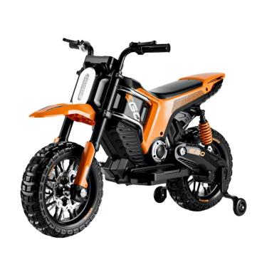 Imagem de Moto Elétrica Infantil 12v Motocross Zs Laranja Farol de Led e Entrada Usb