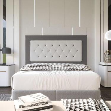 Imagem de Cabeceira Casal 1,60m Havana Suede Cinza SKY MOBILE