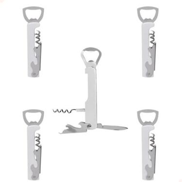 Imagem de Saca Rolha Abridor Lata De Vinho Inox Reforçado Kit 5 - Ladiv