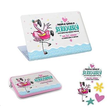 Imagem de Conjunto de adesivos para laptop, conjunto de capas para laptop, capa de adesivo de vinil para laptop, compatível apenas com notebooks da série 2020~2023 14 de 15 polegadas (design flamingo)