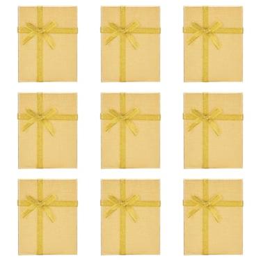 Imagem de KISSITTY 12 peças de joias de ouro caixas de papel de presente retangulares brincos colar anel pacote caixas com esponja 8,43 x 2,64 x 1,02 polegadas caixas de joias de papelão para Natal,
