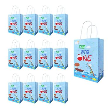Imagem de O Fish Ally One Candy Treat Bags The Big One Party Gift Bags with Handles Gone Fishing Favor Bags for Ofishally 1/Little Fisherman/Fishing 1st Birthday Baby Tea Party Decorações