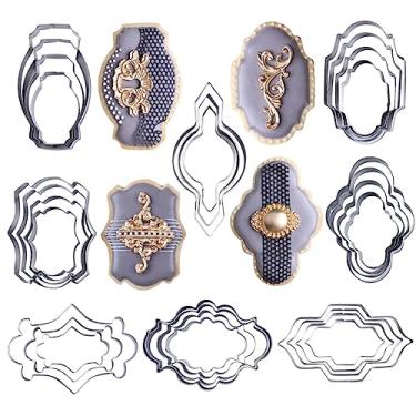 Imagem de Conjunto de cortadores de biscoito moldes de cortador de fondant para fazer mousse de bolo, biscoitos, frutas, pão, decoração de casamento e festa de aniversário (moldura 30 peças)