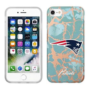 Imagem de Prime Brands Group Capa de celular para Apple iPhone 8/7/6S licenciado pela NFL New England Patriots, azul-petróleo e ouro rosa mármore