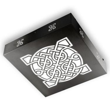 Imagem de Luminária Plafon Quadrada Led Decorativa Nó Celta II preta - RCG