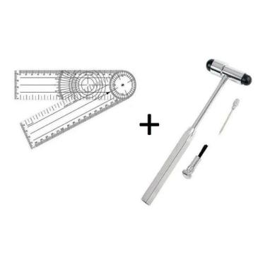 Imagem de Goniômetro Grande PVC 36cm Contec + Martelo Neuro Fisio Buck Reflexo P