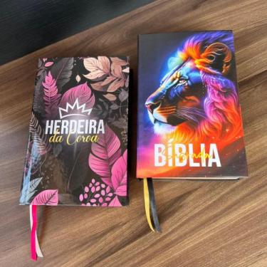 Imagem de Kit 2 Bíblias Leão em Chamas e Herdeira da Coroa Letra Hiper Gigante c
