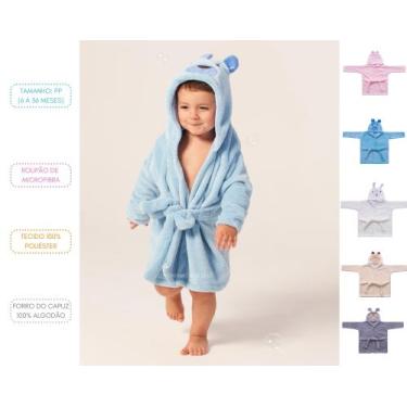 Imagem de Roupão de microfibra ml bichinhos c/ capuz liso baby-joy - Baby Joy, U