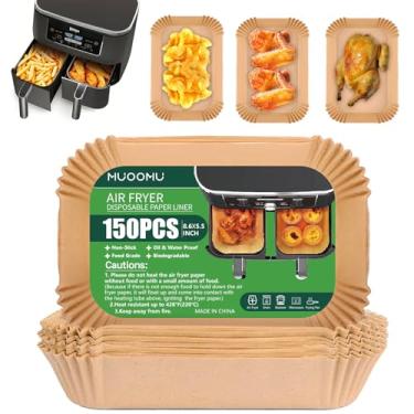 Imagem de Forro de papel descartável Air Fryer para acessórios Ninja Dual Airfryer, pergaminho antiaderente retangular para assar, à prova de óleo, à prova de água, para forno de micro-ondas (150 peças, 22 x 14