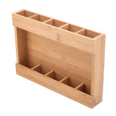 Imagem de Suporte de canudo de madeira, organizador de canudo com fita adesiva dupla face, dispensador de canudo de vidro, recipiente de armazenamento para armários de balcão de cozinha