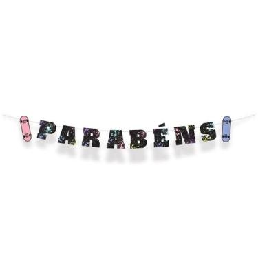 Imagem de Faixa Decorativa "Parabéns" - Skate - 1 unidade - Cromus - Rizzo