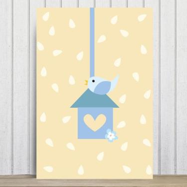Imagem de Placa Decorativa Infantil Coruja Baby Azul Passarinho 20x30 - Quartinh