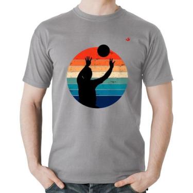Imagem de Camiseta Algodão Vôlei Vintage Sunset - Foca na Moda, Cinza, GG