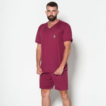 Imagem de Pijama Masculino Gola V Fechado Conjunto Curto Short Blusa Adulto - Ve
