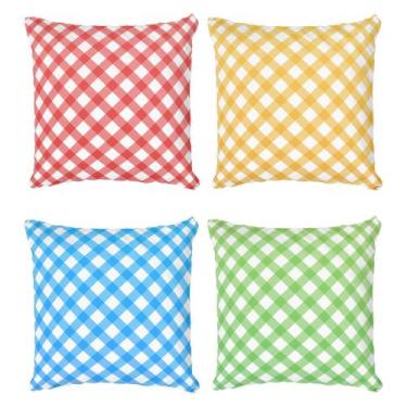 Imagem de Kit 4 Capas de Almofadas Decorativas Gingham Xadrez Colorido - Fabrika