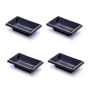 Imagem de Kit C/ 4 Molheira Retangular Japonesa Para Shoyu Cor Preta - AC