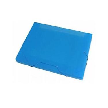 Imagem de Kit 15 Pastas Aba Elásticas Plástica Ofício Azul 40mm Acp 1024