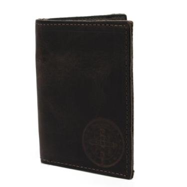 Imagem de Carteira Porta Cartão Em Couro Modelo Masculino Estampa São Bento - Pa