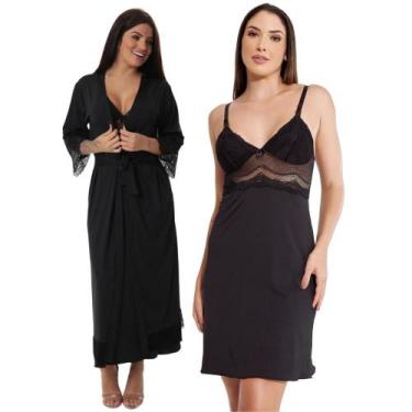 Imagem de Kit Robe Noiva Roupão Camisola Amamentação Curta Maternidade - ALTIE, 