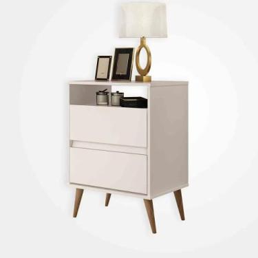 Imagem de mesa lateral cama box para quarto - off white - Moveis VG