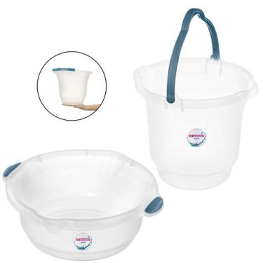 Imagem de Kit Balde 8,5 Litros Bacia Plástica Para Limpeza Casa Lavanderia - San