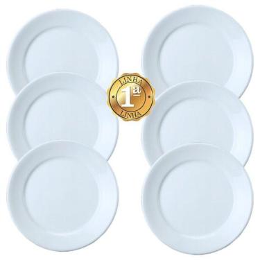 Imagem de Kit 6 Pratos Rasos Convencional Porcelana 1ª Schmidt Oferta - Porcelan