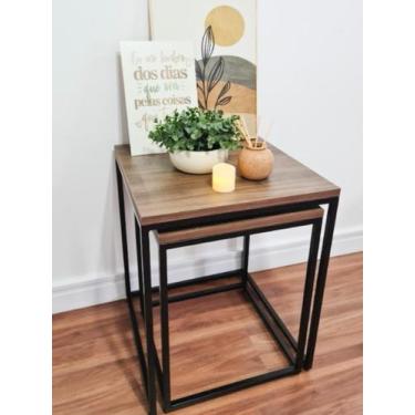 Imagem de Mesa Raccor de Canto Conjunto Encaixe - Casa Quentinha, MDF Nogal Sevi