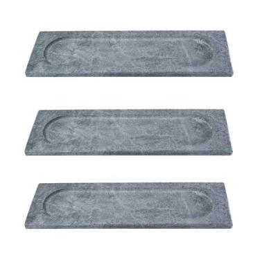 Imagem de Kit 3 Prato Retangular Bandeja de Servir Pedra Sabão 10x30cm - Industr