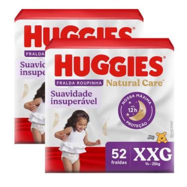 Imagem de Kit 2 Fralda Roupinha Huggies Natural Care Tamanho XXG Pacote Hiper 52