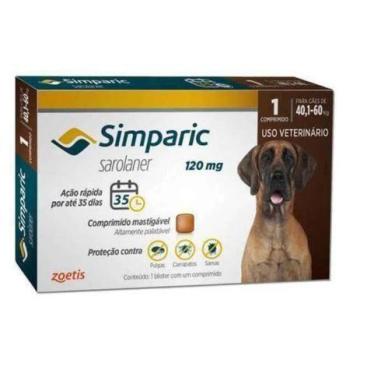 Imagem de Simparic 120 mg Antipulgas e Carrapatos para cães 40,1 a 60 kg1 Compr 