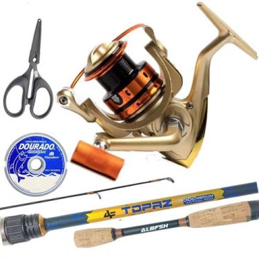 Imagem de Kit Pesca Rio Molinete 5 Rol Vara 1,68 2 Pt Corvina Dourado - MARINE