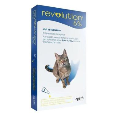 Imagem de Antipulgas revolution 6% gato de 2,6kg/7,5kg 1 pipeta - ZOETIS, AZUL, 