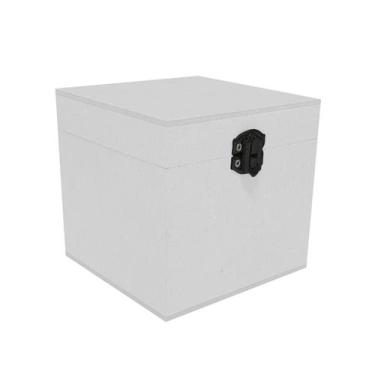 Imagem de Caixa Quadrada com Dobradiça e Fecho Preto 10x10x10 Kit 5un Mdf Madeir